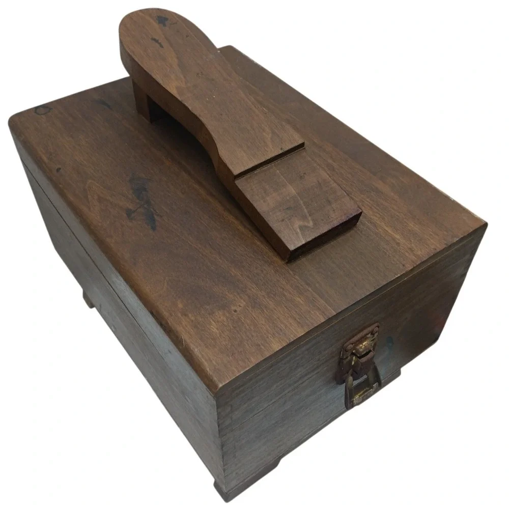Vintage 30 PC Wooden Shoe Valet Shoe Shine Box Kit w/ Brushes & Polish